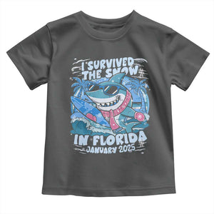 Funny I Survived The Snow In Florida 2025 Toddler T Shirt Shark TS11 Dark Heather Print Your Wear