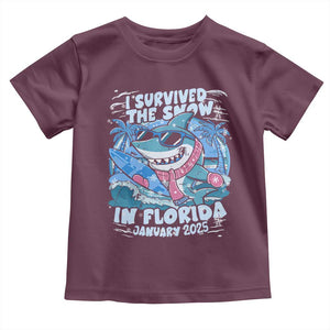 Funny I Survived The Snow In Florida 2025 Toddler T Shirt Shark TS11 Maroon Print Your Wear