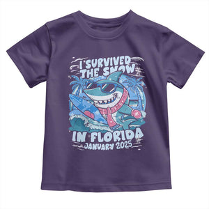 Funny I Survived The Snow In Florida 2025 Toddler T Shirt Shark TS11 Purple Print Your Wear