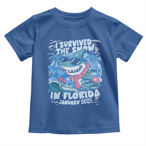 Funny I Survived The Snow In Florida 2025 Toddler T Shirt Shark TS11 Royal Blue Print Your Wear