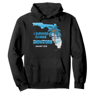 Funny I Survived Florida Snowstorm 2025 Hoodie Coconut Palm Tree TS11 Black Print Your Wear