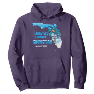 Funny I Survived Florida Snowstorm 2025 Hoodie Coconut Palm Tree TS11 Purple Print Your Wear