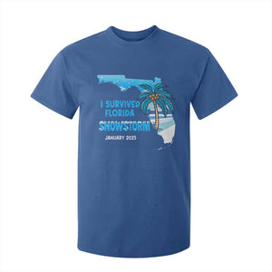 Funny I Survived Florida Snowstorm 2025 T Shirt For Kid Coconut Palm Tree TS11 Royal Blue Print Your Wear