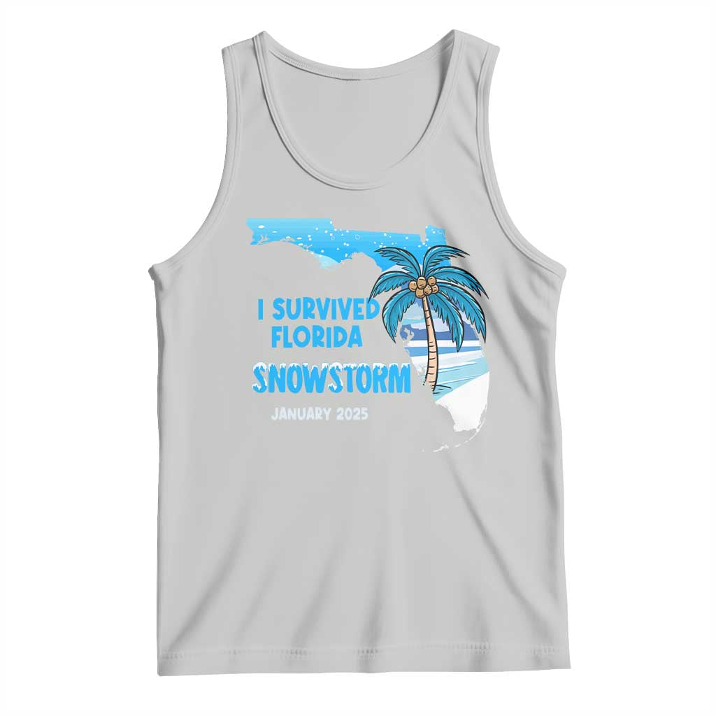 Funny I Survived Florida Snowstorm 2025 Tank Top Coconut Palm Tree TS11 Ash Print Your Wear