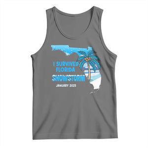 Funny I Survived Florida Snowstorm 2025 Tank Top Coconut Palm Tree TS11 Black Heather Print Your Wear