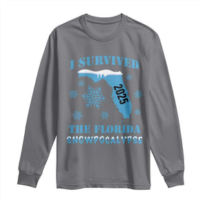 Funny I Survived The Florida Snowpocalypse 2025 Long Sleeve Shirt Snowflakes TS11 Charcoal Print Your Wear