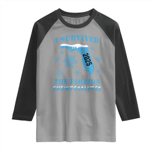 Funny I Survived The Florida Snowpocalypse 2025 Raglan Shirt Snowflakes TS11 Sport Gray Black Print Your Wear