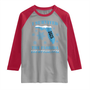 Funny I Survived The Florida Snowpocalypse 2025 Raglan Shirt Snowflakes TS11 Sport Gray Red Print Your Wear