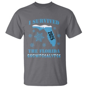 Funny I Survived The Florida Snowpocalypse 2025 T Shirt Snowflakes TS11 Charcoal Print Your Wear