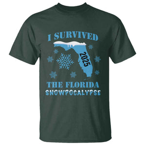 Funny I Survived The Florida Snowpocalypse 2025 T Shirt Snowflakes TS11 Dark Forest Green Print Your Wear