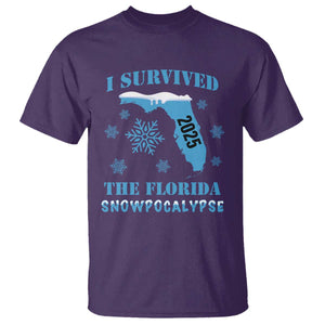 Funny I Survived The Florida Snowpocalypse 2025 T Shirt Snowflakes TS11 Purple Print Your Wear