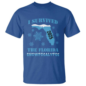 Funny I Survived The Florida Snowpocalypse 2025 T Shirt Snowflakes TS11 Royal Blue Print Your Wear