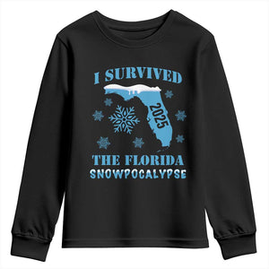 Funny I Survived The Florida Snowpocalypse 2025 Youth Sweatshirt Snowflakes TS11 Black Print Your Wear