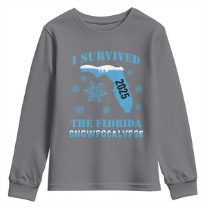 Funny I Survived The Florida Snowpocalypse 2025 Youth Sweatshirt Snowflakes TS11 Charcoal Print Your Wear