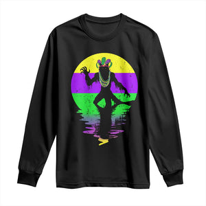 Funny Mardi Gras Rougarou Long Sleeve Shirt Beads Carnival Cryptids Of Louisiana TS11 Black Print Your Wear