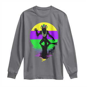 Funny Mardi Gras Rougarou Long Sleeve Shirt Beads Carnival Cryptids Of Louisiana TS11 Charcoal Print Your Wear