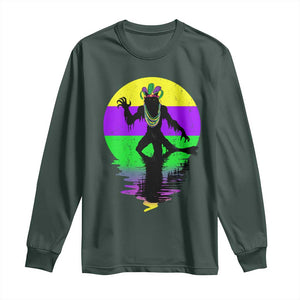 Funny Mardi Gras Rougarou Long Sleeve Shirt Beads Carnival Cryptids Of Louisiana TS11 Dark Forest Green Print Your Wear