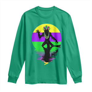 Funny Mardi Gras Rougarou Long Sleeve Shirt Beads Carnival Cryptids Of Louisiana TS11 Irish Green Print Your Wear