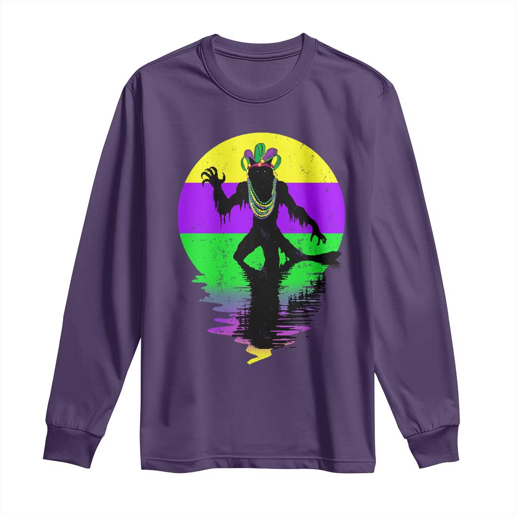 Funny Mardi Gras Rougarou Long Sleeve Shirt Beads Carnival Cryptids Of Louisiana TS11 Purple Print Your Wear