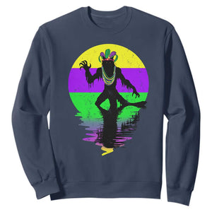 Funny Mardi Gras Rougarou Sweatshirt Beads Carnival Cryptids Of Louisiana TS11 Navy Print Your Wear