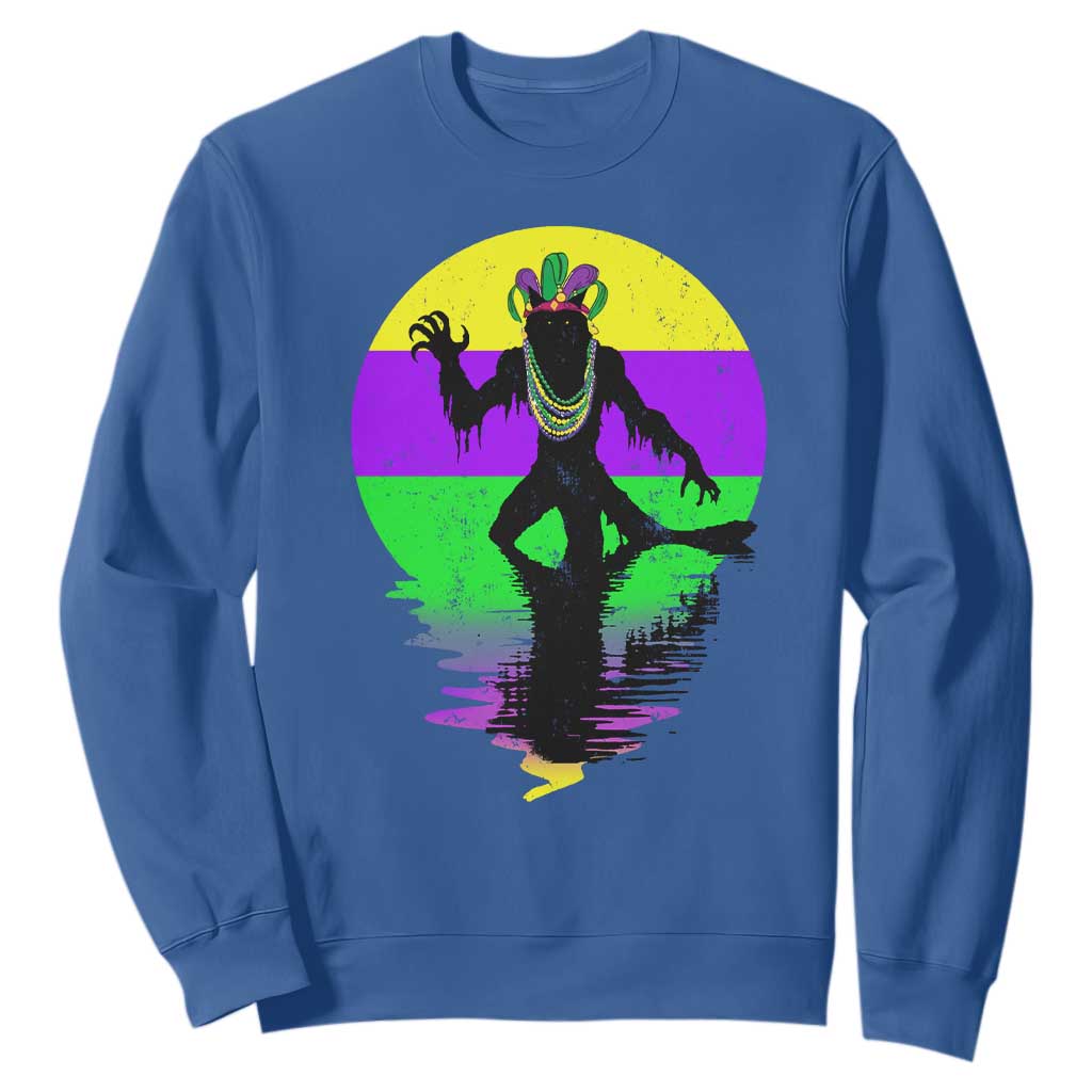 Funny Mardi Gras Rougarou Sweatshirt Beads Carnival Cryptids Of Louisiana TS11 Royal Blue Print Your Wear