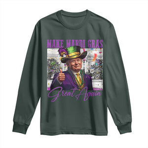 Funny Trump Mardi Gras Long Sleeve Shirt Make Mardi Gras Great Again White House Parade TS11 Dark Forest Green Print Your Wear