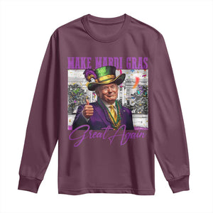 Funny Trump Mardi Gras Long Sleeve Shirt Make Mardi Gras Great Again White House Parade TS11 Maroon Print Your Wear