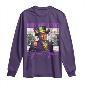 Funny Trump Mardi Gras Long Sleeve Shirt Make Mardi Gras Great Again White House Parade TS11 Purple Print Your Wear