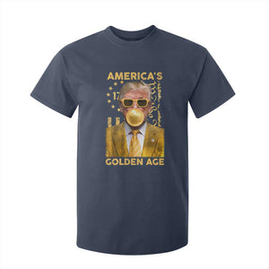 Funny Trump 2025 American's Golden Age T Shirt For Kid Trump Bubble Gum Gold American Flag TS11 Navy Print Your Wear