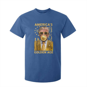 Funny Trump 2025 American's Golden Age T Shirt For Kid Trump Bubble Gum Gold American Flag TS11 Royal Blue Print Your Wear