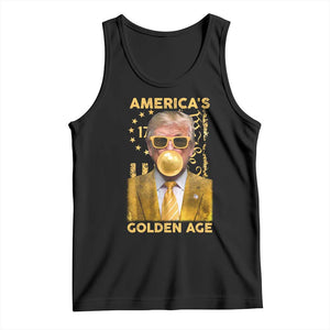 Funny Trump 2025 American's Golden Age Tank Top Trump Bubble Gum Gold American Flag TS11 Black Print Your Wear