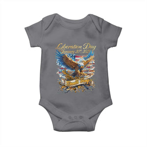 Trump Liberation Day 2025 Baby Onesie Gold Eagle Vintage American Flag TS11 Charcoal Print Your Wear