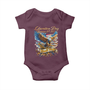 Trump Liberation Day 2025 Baby Onesie Gold Eagle Vintage American Flag TS11 Maroon Print Your Wear