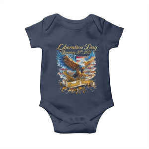 Trump Liberation Day 2025 Baby Onesie Gold Eagle Vintage American Flag TS11 Navy Print Your Wear