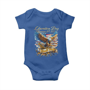 Trump Liberation Day 2025 Baby Onesie Gold Eagle Vintage American Flag TS11 Royal Blue Print Your Wear