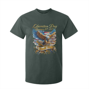 Trump Liberation Day 2025 T Shirt For Kid Gold Eagle Vintage American Flag TS11 Dark Forest Green Print Your Wear