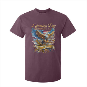 Trump Liberation Day 2025 T Shirt For Kid Gold Eagle Vintage American Flag TS11 Maroon Print Your Wear