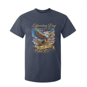 Trump Liberation Day 2025 T Shirt For Kid Gold Eagle Vintage American Flag TS11 Navy Print Your Wear