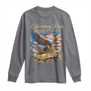 Trump Liberation Day 2025 Long Sleeve Shirt Gold Eagle Vintage American Flag TS11 Charcoal Print Your Wear