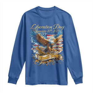 Trump Liberation Day 2025 Long Sleeve Shirt Gold Eagle Vintage American Flag TS11 Royal Blue Print Your Wear