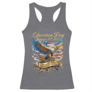 Trump Liberation Day 2025 Racerback Tank Top Gold Eagle Vintage American Flag TS11 Charcoal Print Your Wear