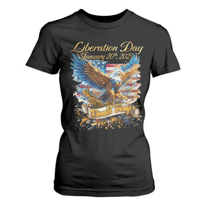 Trump Liberation Day 2025 T Shirt For Women Gold Eagle Vintage American Flag TS11 Black Print Your Wear