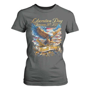 Trump Liberation Day 2025 T Shirt For Women Gold Eagle Vintage American Flag TS11 Dark Heather Print Your Wear