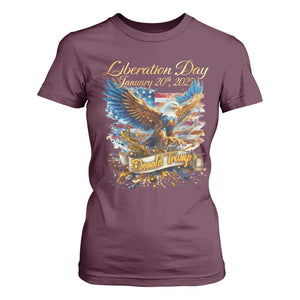 Trump Liberation Day 2025 T Shirt For Women Gold Eagle Vintage American Flag TS11 Maroon Print Your Wear