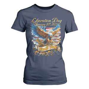 Trump Liberation Day 2025 T Shirt For Women Gold Eagle Vintage American Flag TS11 Navy Print Your Wear