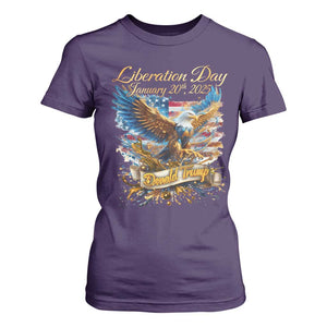 Trump Liberation Day 2025 T Shirt For Women Gold Eagle Vintage American Flag TS11 Purple Print Your Wear