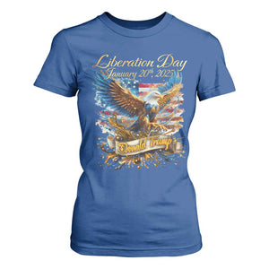 Trump Liberation Day 2025 T Shirt For Women Gold Eagle Vintage American Flag TS11 Royal Blue Print Your Wear