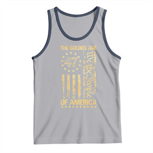 Trump 2025 The Golden Age Of America Tank Top 47TH President Golden American Flag TS11 Athletic Heather Navy Print Your Wear