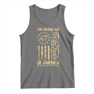 Trump 2025 The Golden Age Of America Tank Top 47TH President Golden American Flag TS11 Black Heather Print Your Wear