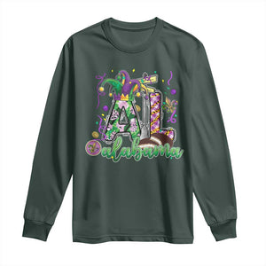 Funny Mardi Gras In Alabama AL Long Sleeve Shirt Moon Pie Jester Hat TS11 Dark Forest Green Print Your Wear